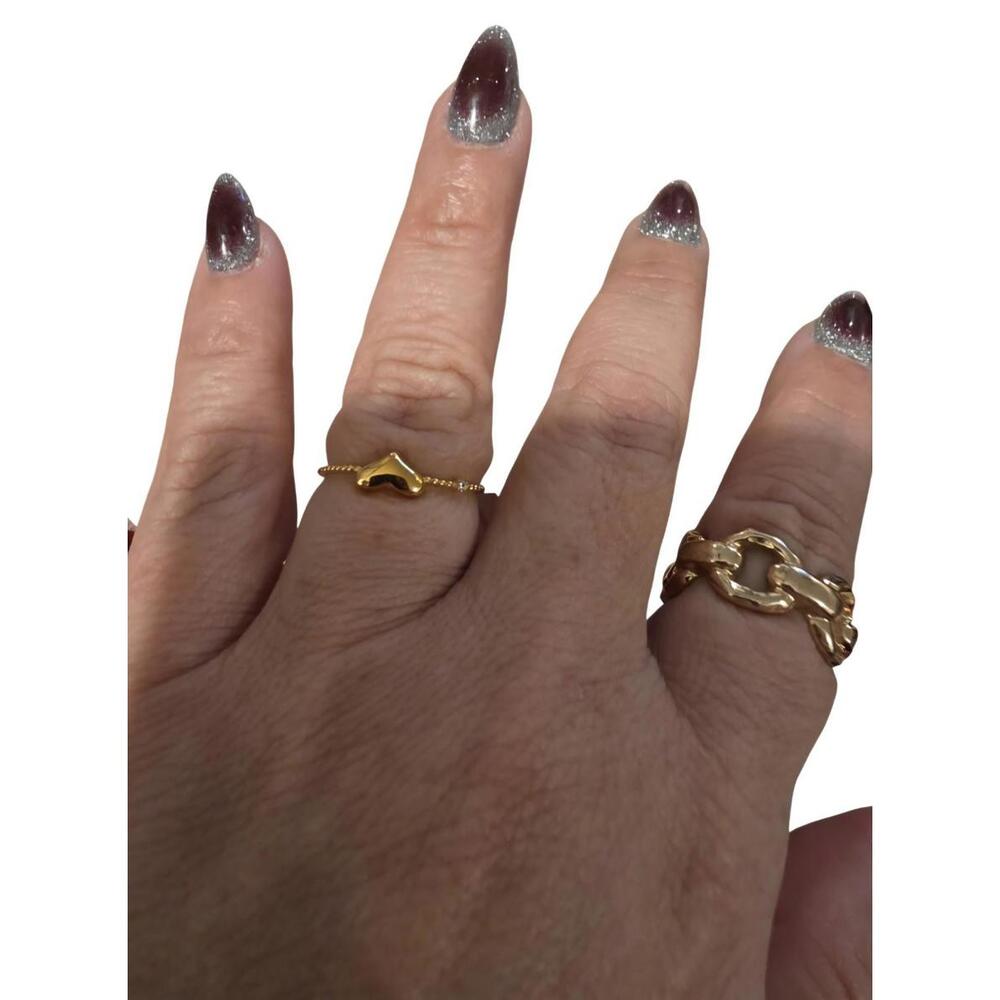 Rachel Zoe Sterling Silver Gold Tone Heart Band Size 8 NWT